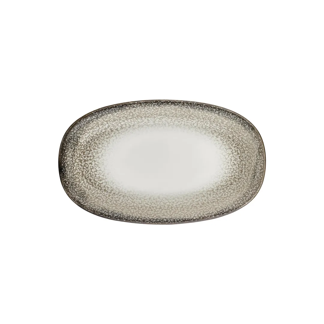 Turgla T-SZZT34OV-6 Spazio Oval Porcelain Platter, 13" Wide x 8" Short, Decorative Dinnerware Tray