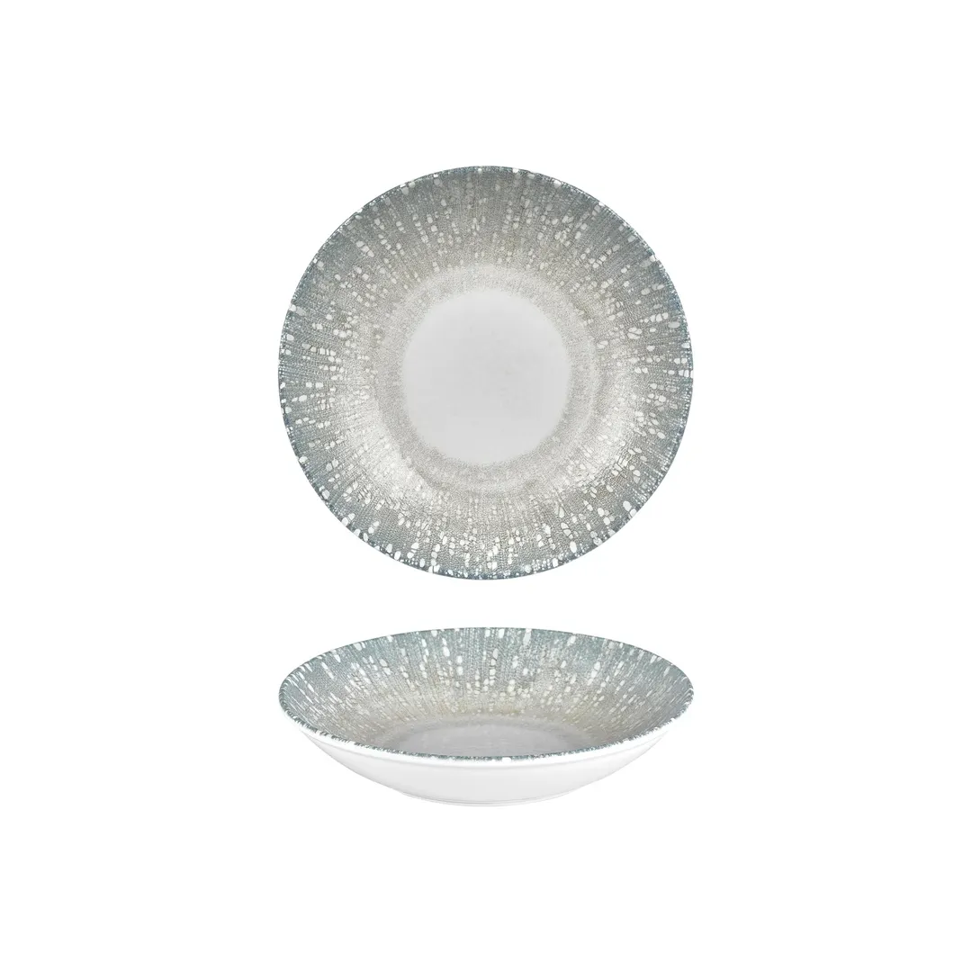 Turgla T-VISFL23CK-6 Vista Deep Plate, 9" Round Green Porcelain Plate, Deep Rim, 34 oz Capacity