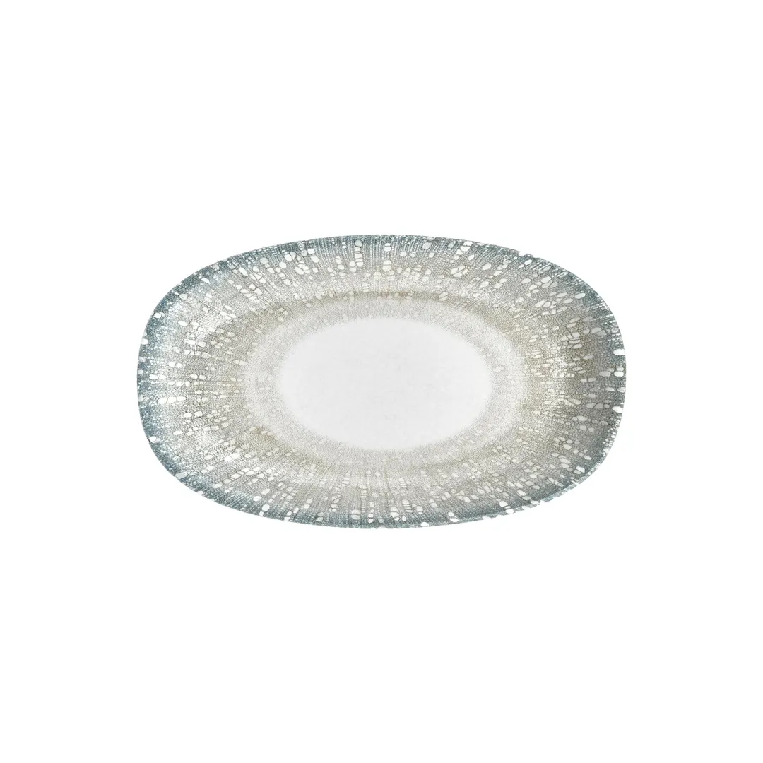 Turgla T-VISZT34OV-6 Oval Green Porcelain Platter 13.5" W x 7.75" D 13" Long 8" Short Dinnerware