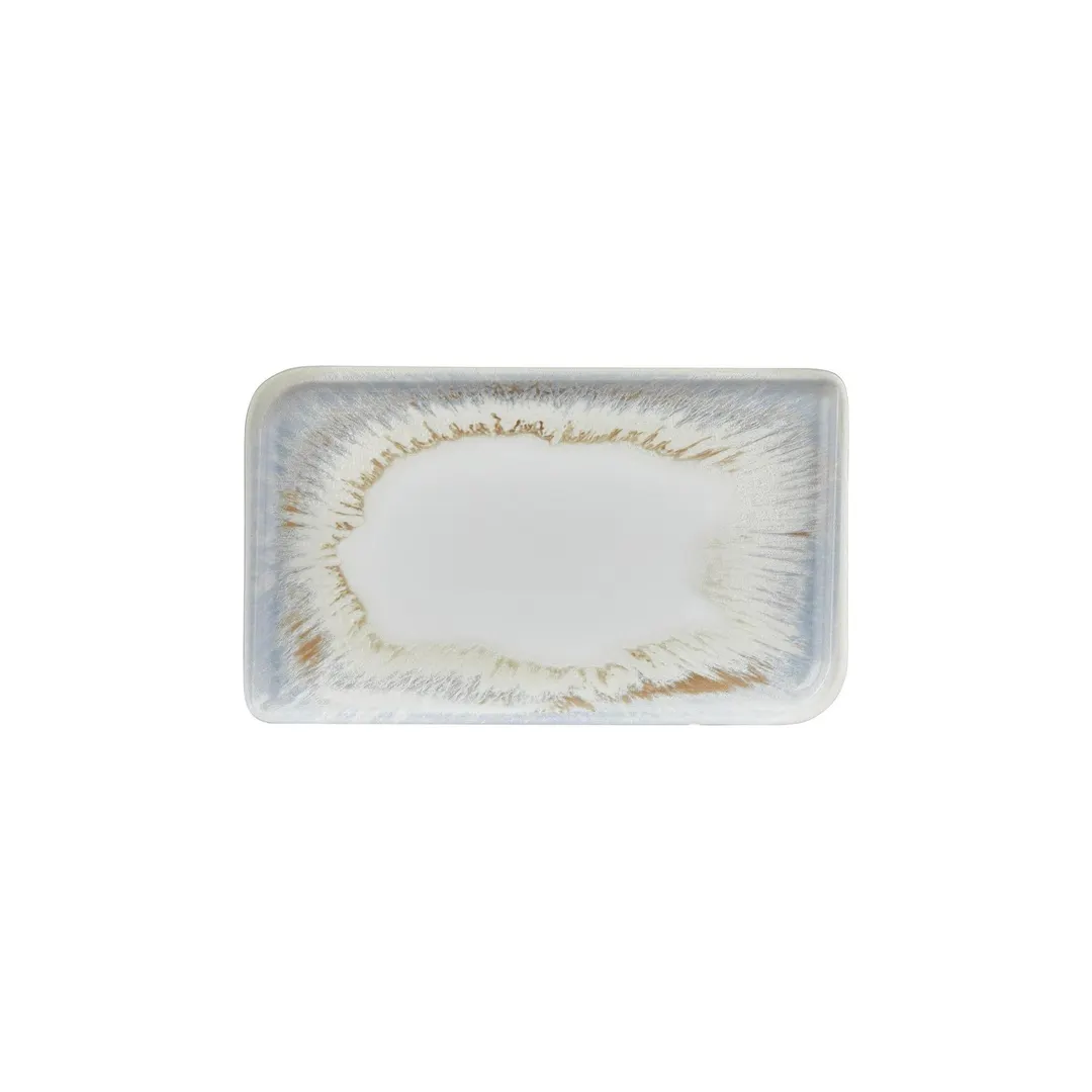 Turgla T-WEAR34DT-6 Wave Platter, Rectangular Porcelain China Tray, 11.75" W x 7" D, Blue Finish