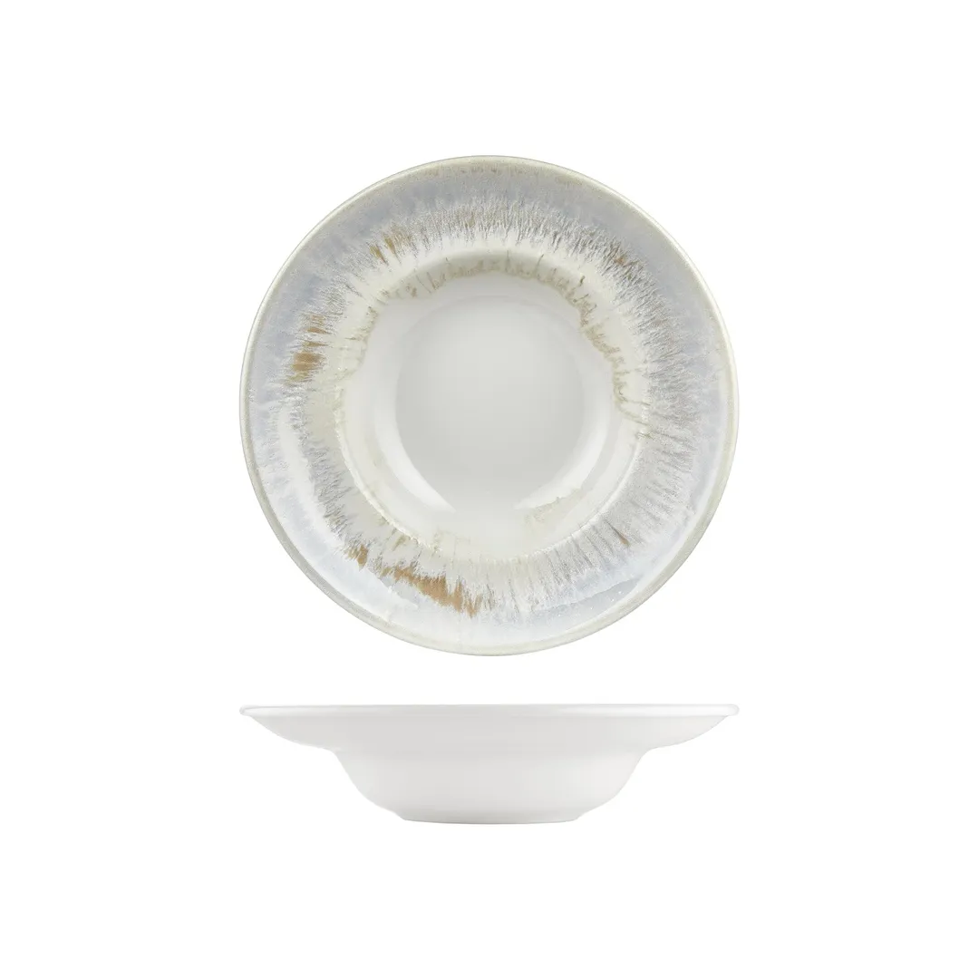 Turgla T-WEZT27CK-6 Wave Deep Round Plate, 10.75" Diameter, 17 oz Capacity, Blue Porcelain
