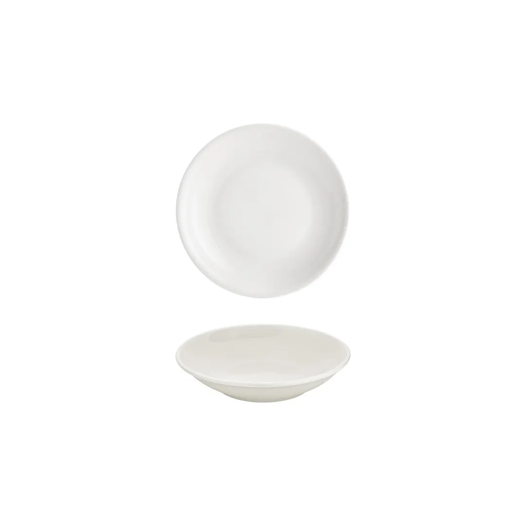 Turgla T-ZT09CK-24 Gourmet Deep Rim Plate, 3.5" Round Warm White Porcelain, 2 oz Capacity