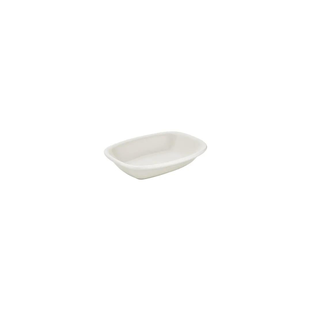 Turgla T-ZT18DKY-12 Gourmet Deep Rectangular Plate, 7" x 5" Warm White Porcelain with Deep Rim
