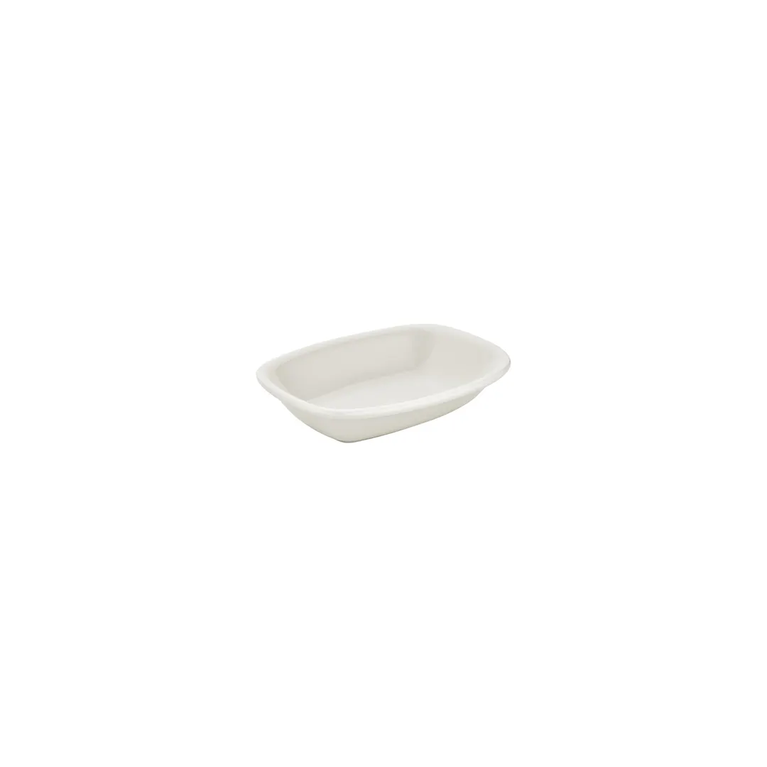 Turgla T-ZT18DKY-12 Gourmet Deep Rectangular Plate, 7" x 5" Warm White Porcelain with Deep Rim