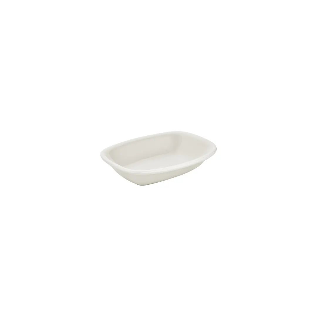 Turgla T-ZT20DKY-12 Gourmet Deep Rectangular Plate, 7.75" x 5.5" Warm White Porcelain with Deep Rim