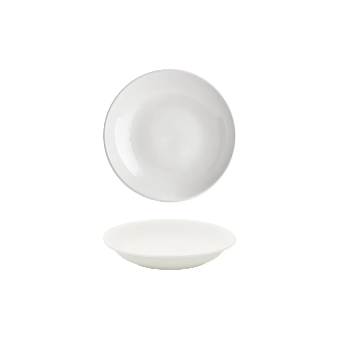 Turgla T-ZT21CK-12 Round Plate, 8.25" Diameter, 17 oz Capacity, Warm White Porcelain, Deep Rim