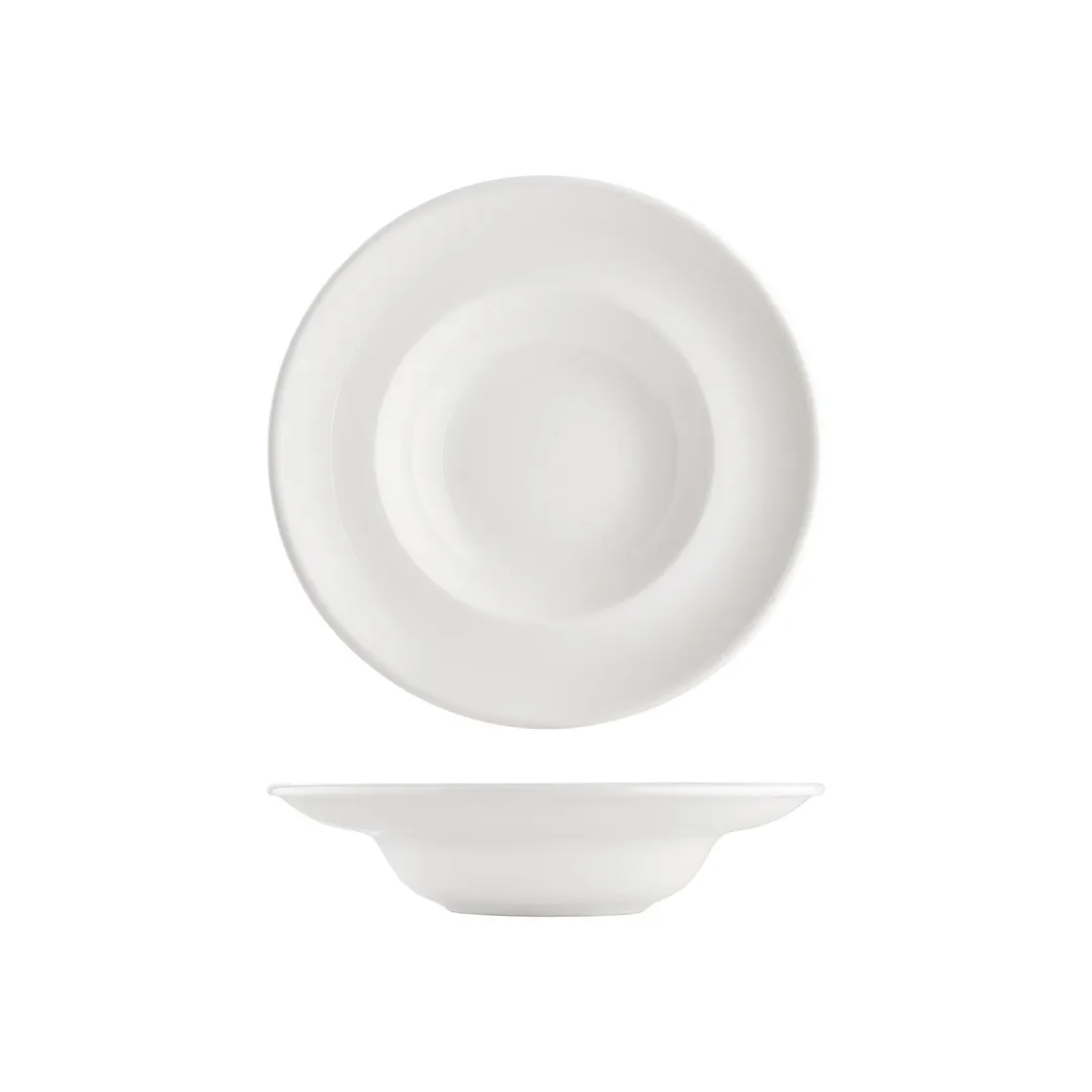 Turgla T-ZT27CK-6 Gourmet Deep Round Plate, 10.75" Warm White Porcelain, 17 oz Capacity