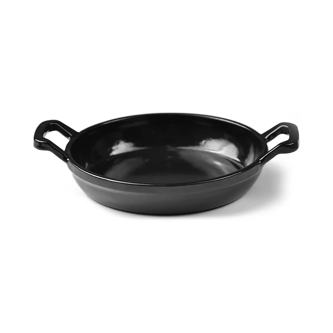 Turgla TCB1316RBLK Cast Iron Pan, 6.25" Dia x 1" H, Dual Handles, Black, Induction Ready - 1/Each