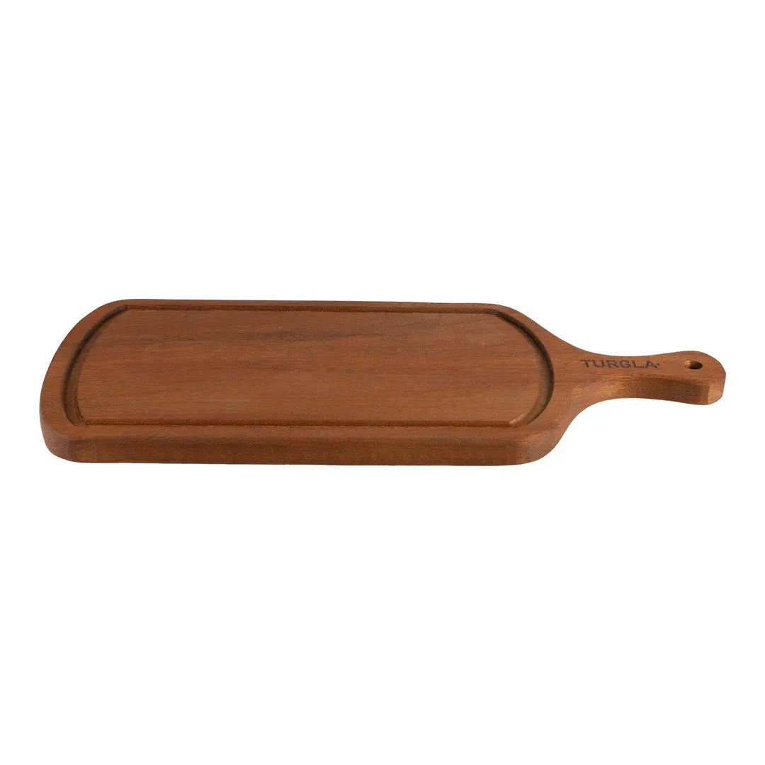 Turgla TRG02PBO - Rectangular Wooden Serving Plate, 19" x 9", Brown Finish, Wood Dinnerware