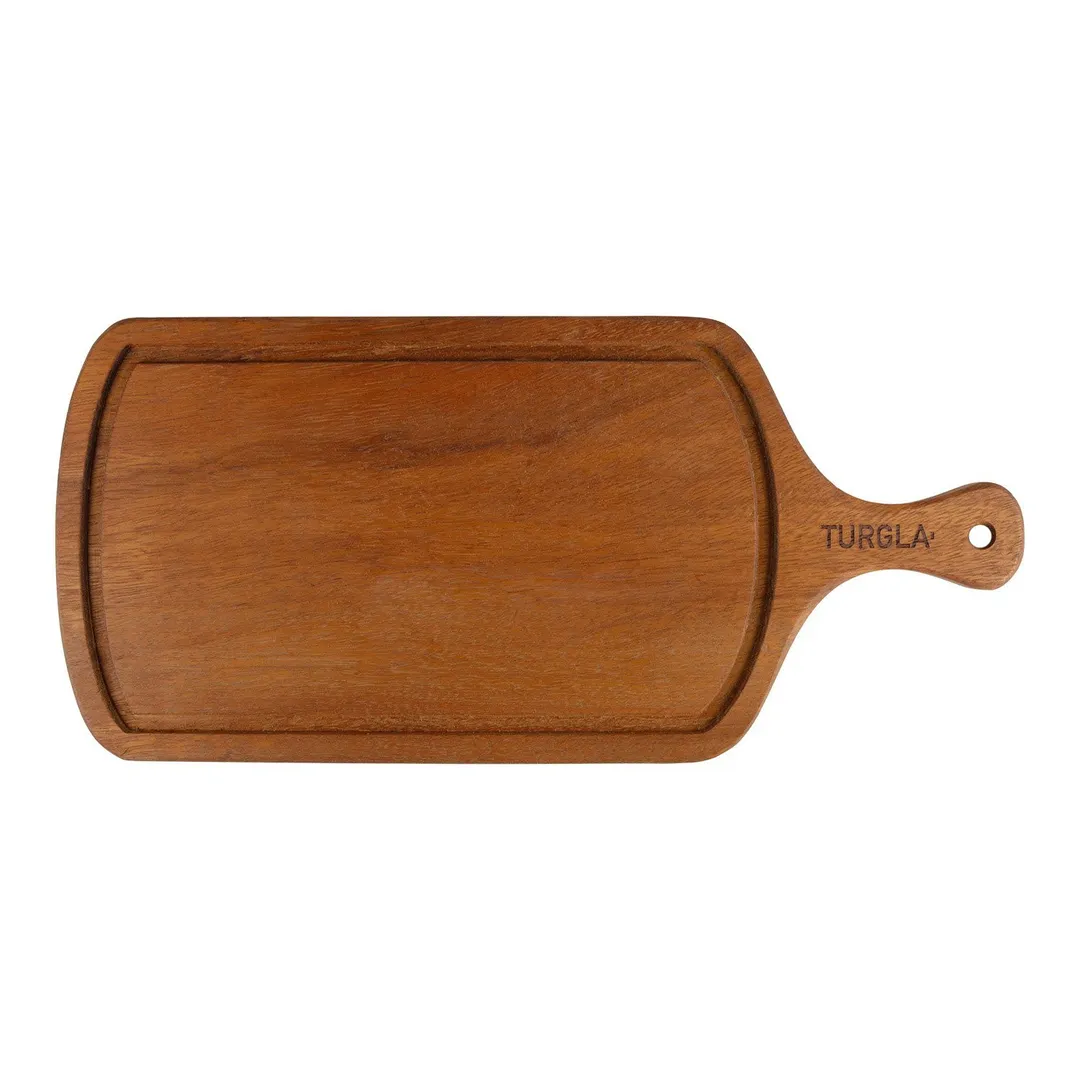 Turgla TRG02PBO - Rectangular Wooden Serving Plate, 19" x 9", Brown Finish, Wood Dinnerware