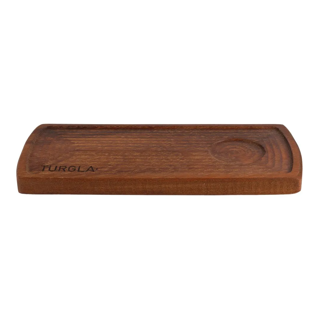 Turgla TRG02RCB - Rectangular Wooden Serving Plate, 13.75" x 6", Brown Finish, Natural Wood