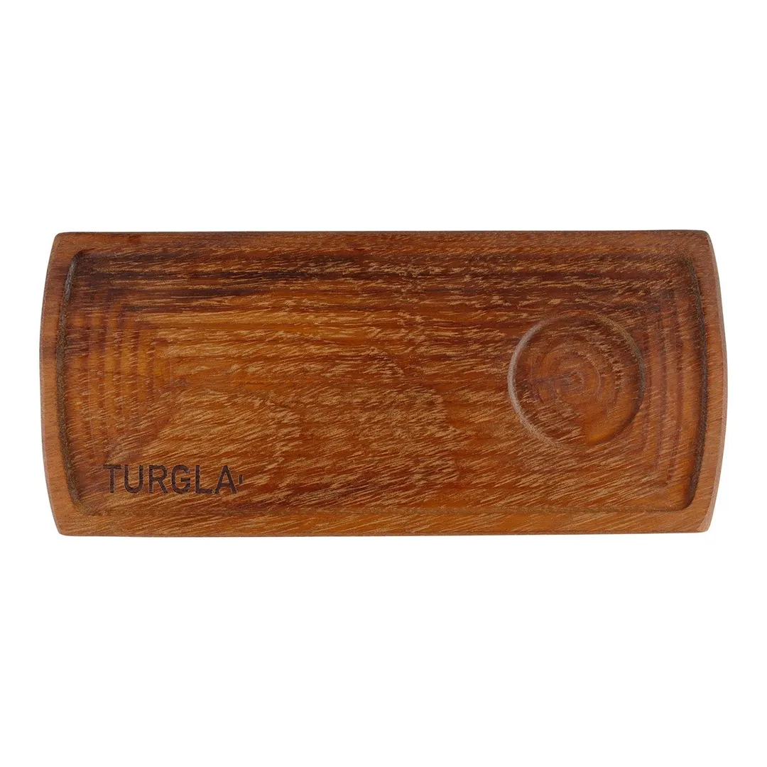 Turgla TRG02RCB - Rectangular Wooden Serving Plate, 13.75" x 6", Brown Finish, Natural Wood