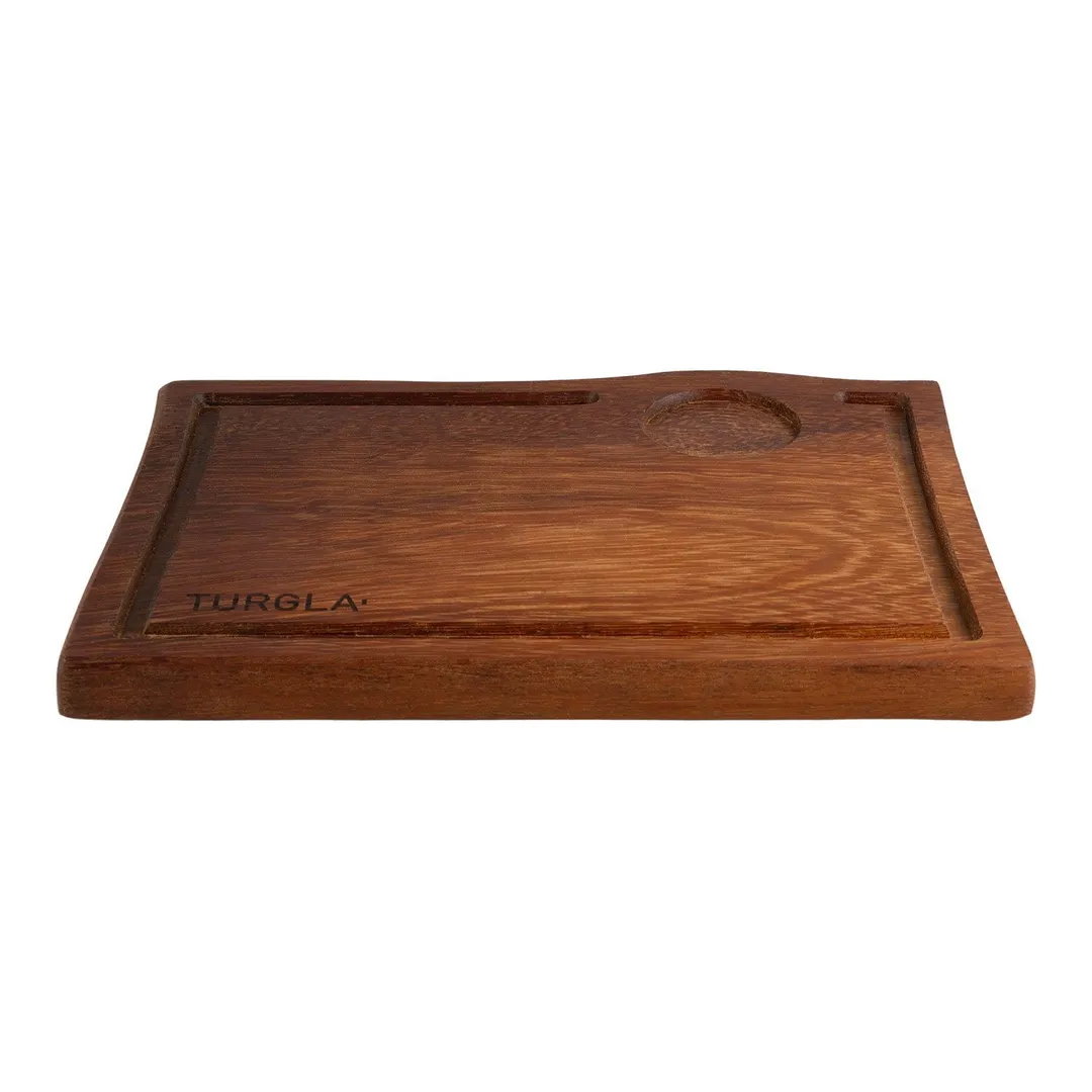 Turgla TRG02SB - Rectangular Wooden Serving Plate, 12" x 9", Brown Finish, Wood Dinnerware