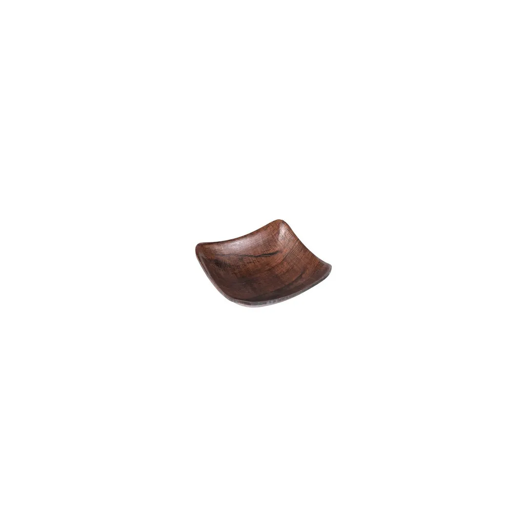 Turgla TRI444 - EcoGrain Composite Square Bowl, 4.75" x 4.75" x 1.5", 7 oz Capacity, Brown Plastic