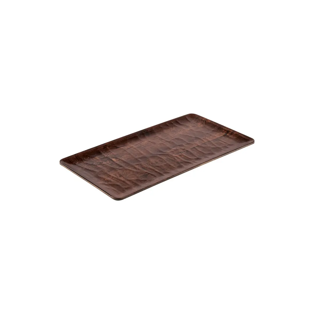 Turgla TRI536 - EcoGrain Composite Rectangular Plate, 12.75" x 7", Brown Flat Plastic Dinnerware
