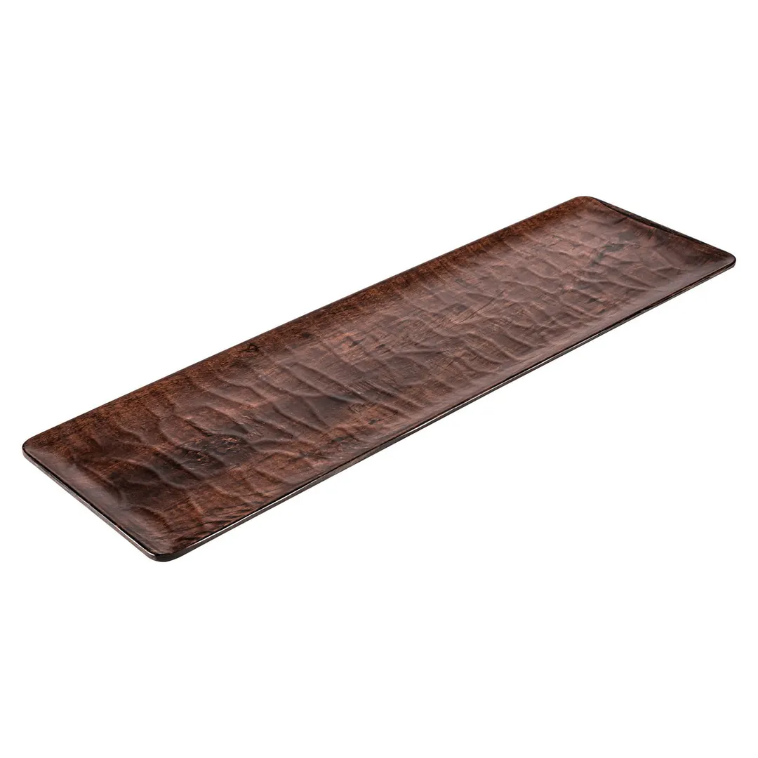 Turgla TRI537 EcoGrain Platter, 20.75" x 6.25" x 0.5" Rectangular Brown Flat Plastic Plate