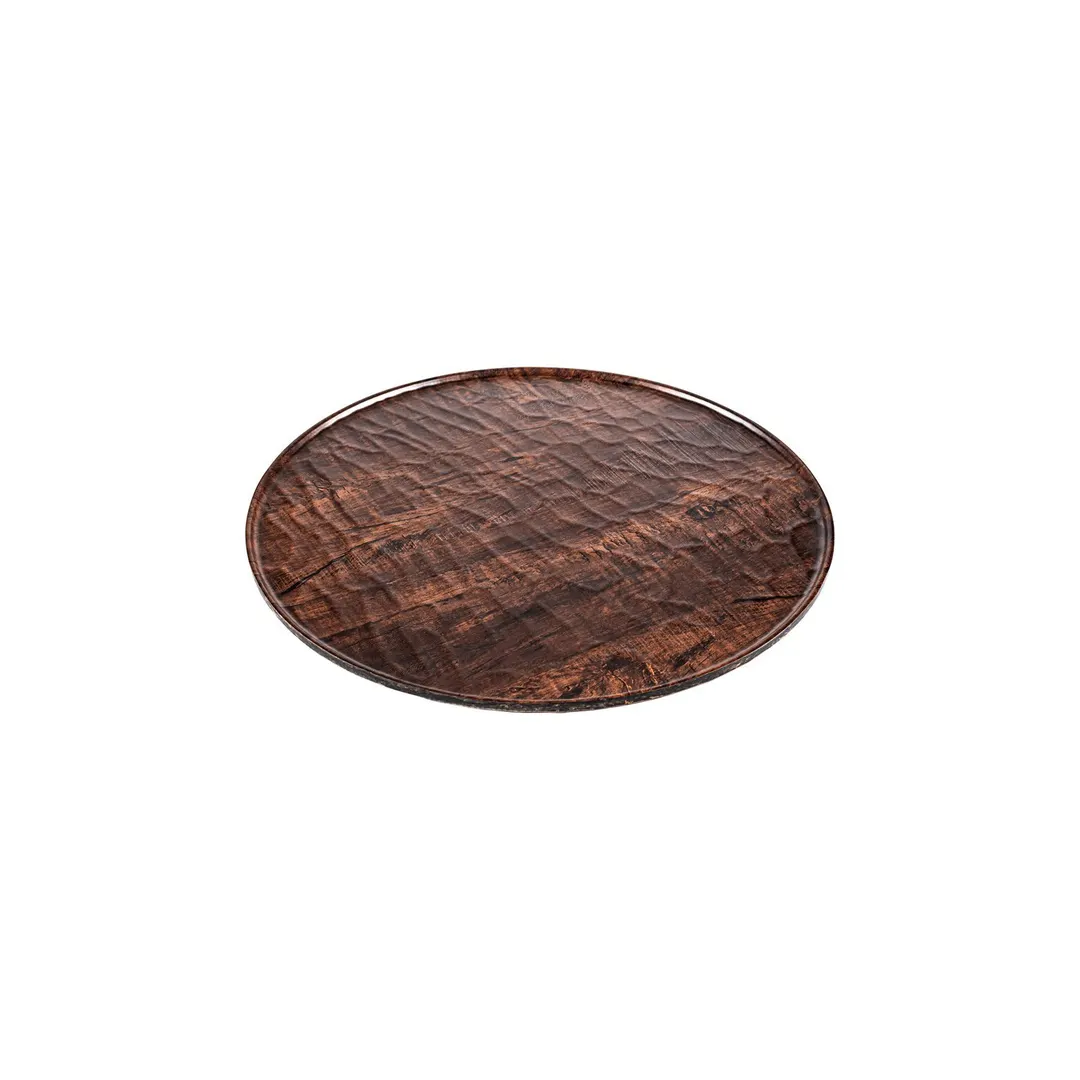 Turgla TRI735 EcoGrain Composite Plate – 13.75" Round Deep Plate, Brown Reusable Plastic, 12‑13"