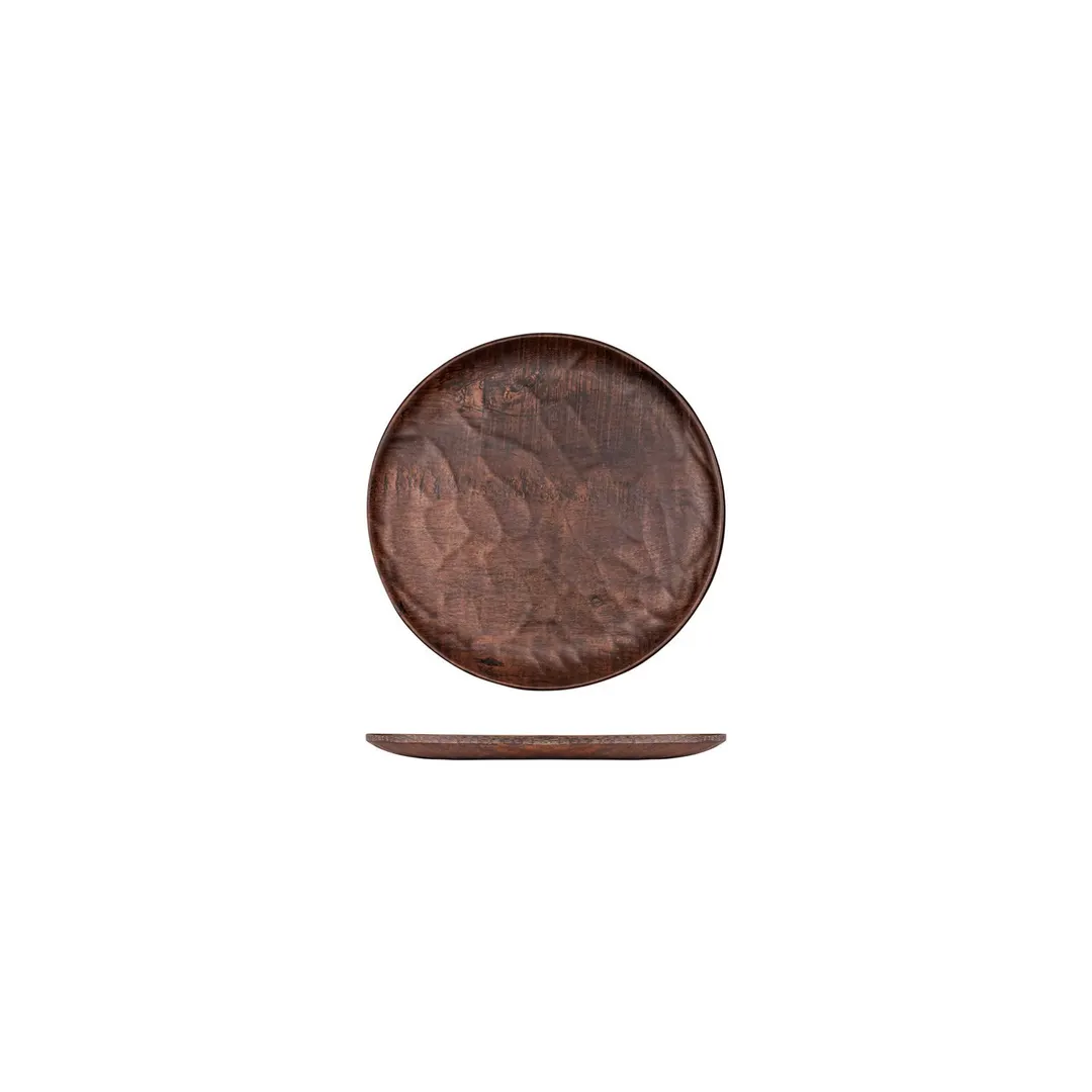 Turgla TRI743 - 8.25" Round Deep EcoGrain Composite Plate, Brown Reusable Plastic Dinnerware, 8-9"