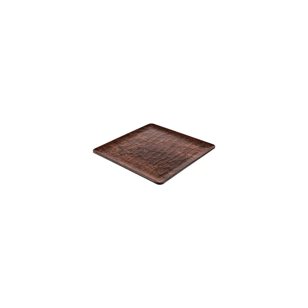 Turgla TRI747 - EcoGrain Composite Square Plate, 7" x 7" Brown Reusable Plastic, Flat Design