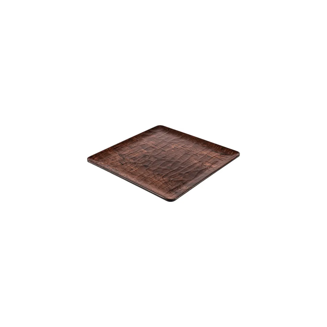 Turgla TRI748 EcoGrain Composite Plate, 8.75" x 8.75" Square Brown Reusable Plastic Flat Dinnerware