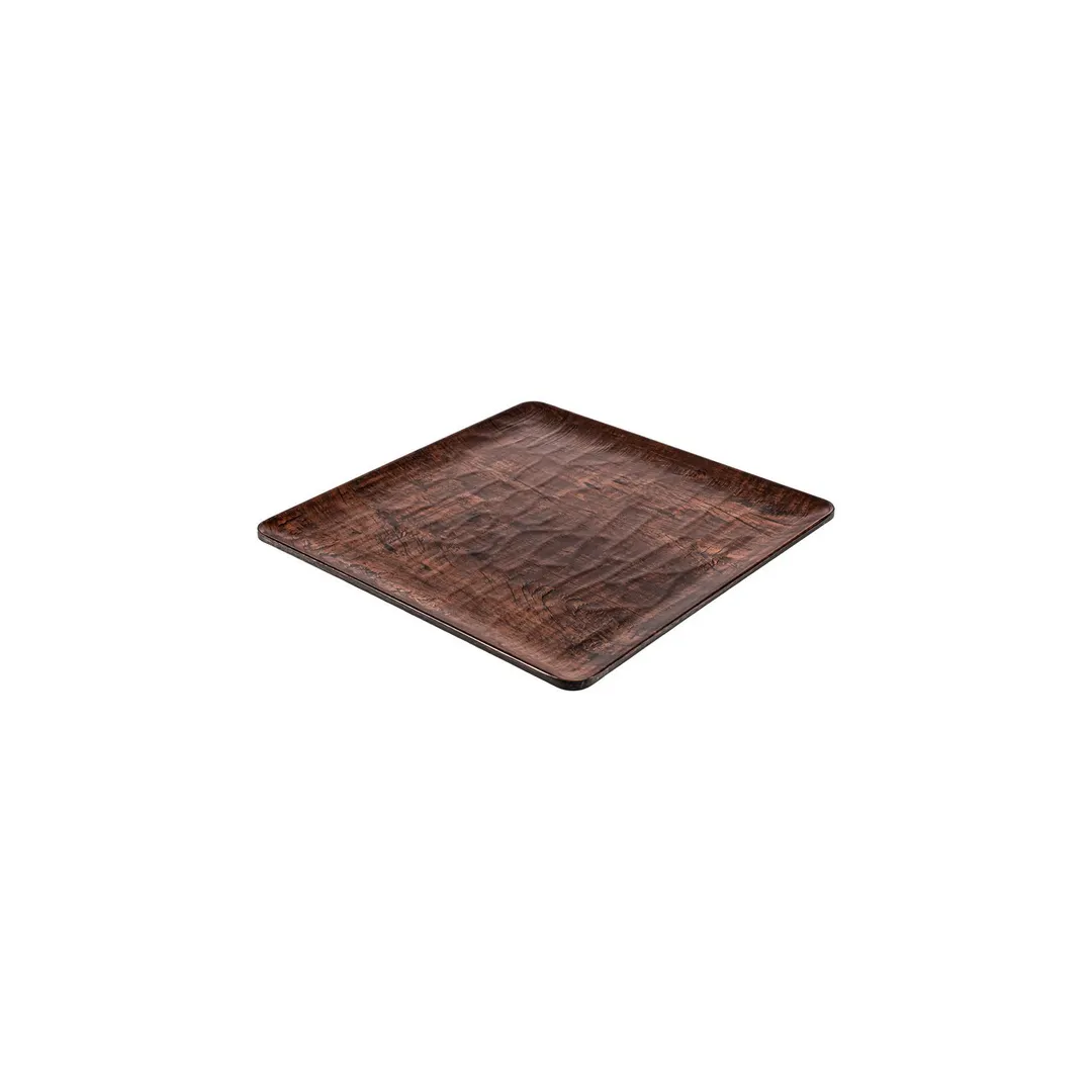 Turgla TRI749 EcoGrain Composite Plate, 10.25" x 10.25" Square Brown Reusable Plastic Flat Dish
