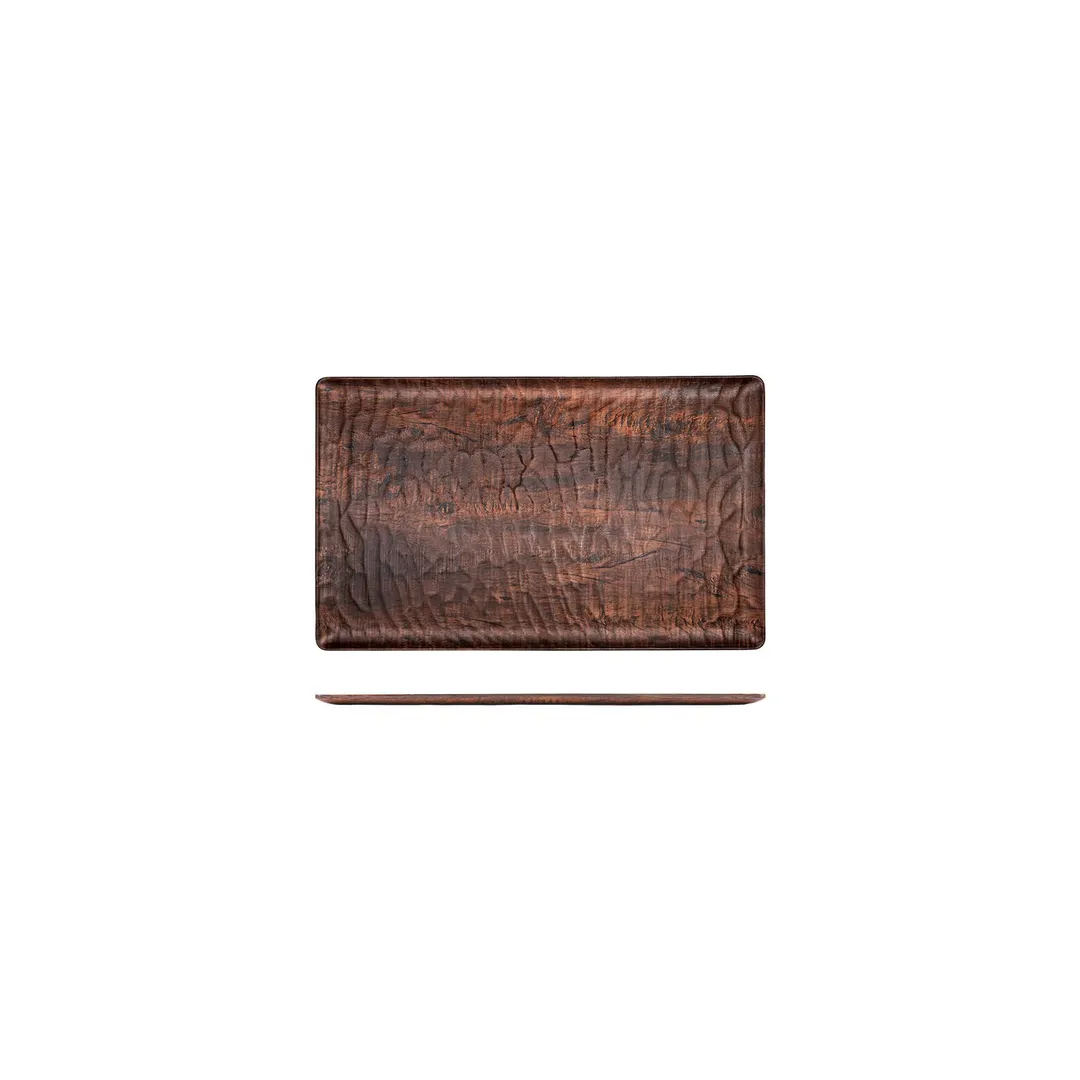 Turgla TRI791 - EcoGrain Composite Rectangular Plate, Flat, 10.5" x 6.5" (10-11"), Brown