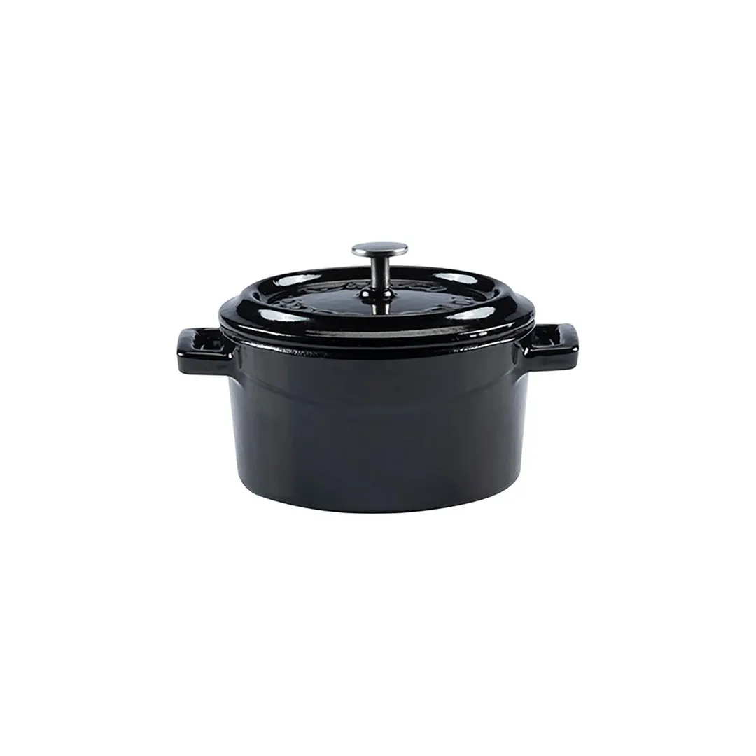 Turgla TTMN10BLK Cast Iron Baking Dish, 4" Diameter x 2" Height, 13 oz Capacity, Round Black Finish