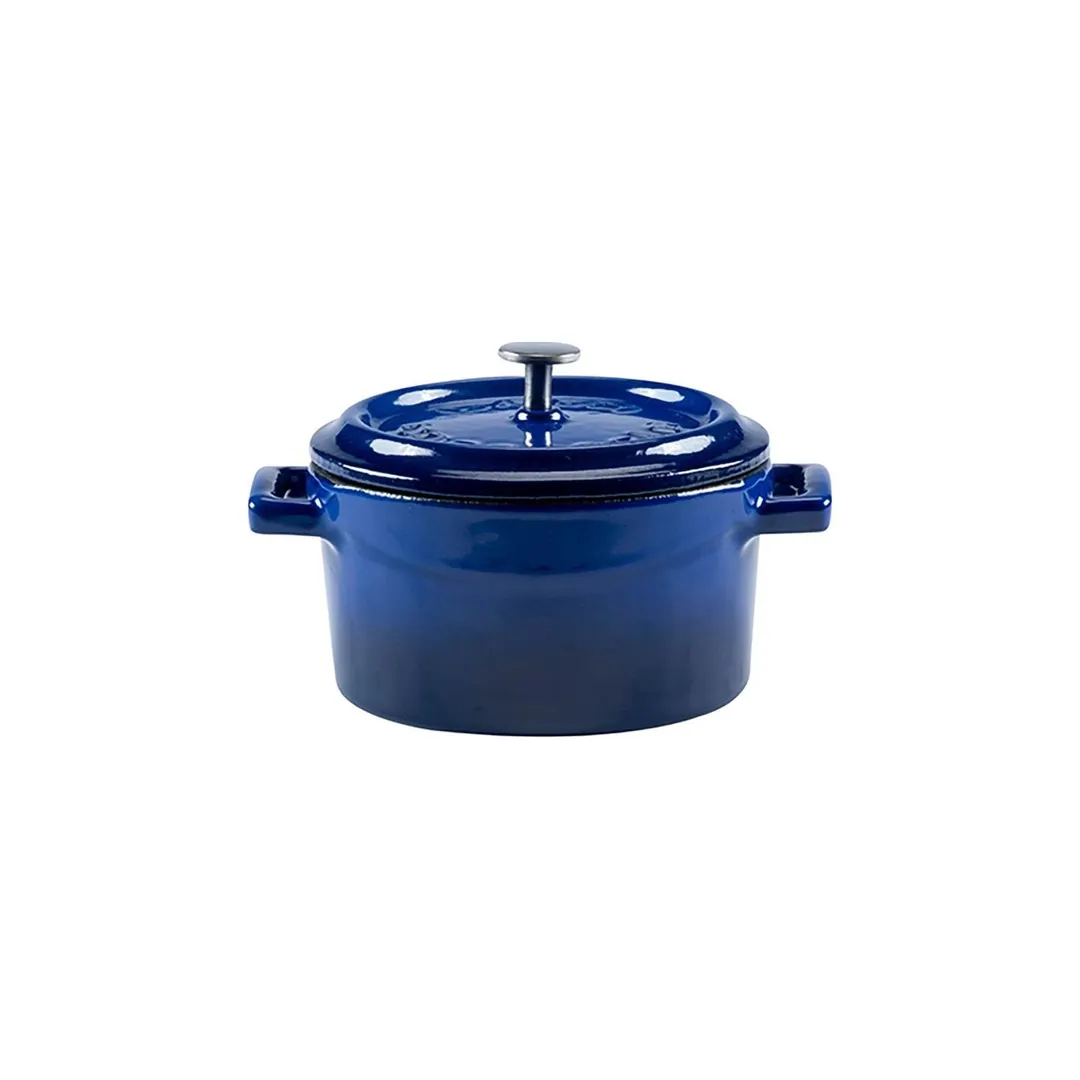 Turgla TTMN10CBL Cast Iron Baking Dish, 4" x 2" (13 oz), Round Blue Finish, 11-20 oz Capacity
