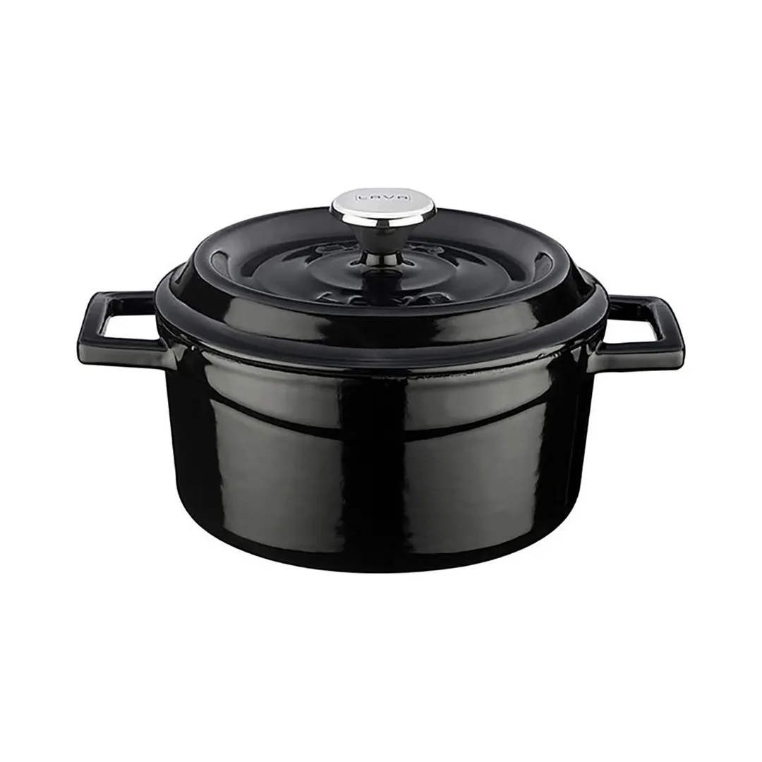 Turgla TTMN12BLK1 - 5" Diameter x 2.5" Height 0.5-1 Qt Matte Black Cast Iron Dutch Oven