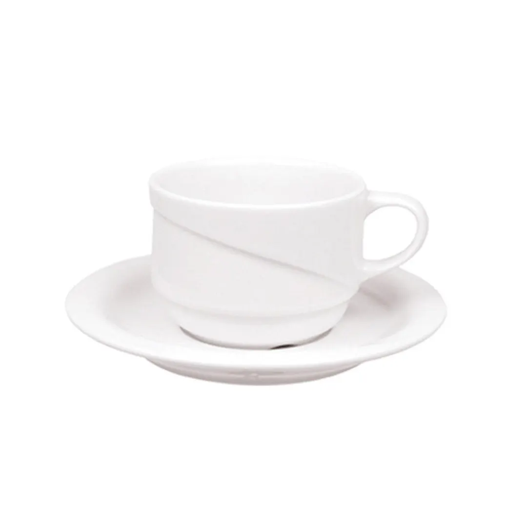 Turgla XT01CT00 X‑tanbul Round White Porcelain Saucer, 5.75" Diameter, Fine Dinnerware