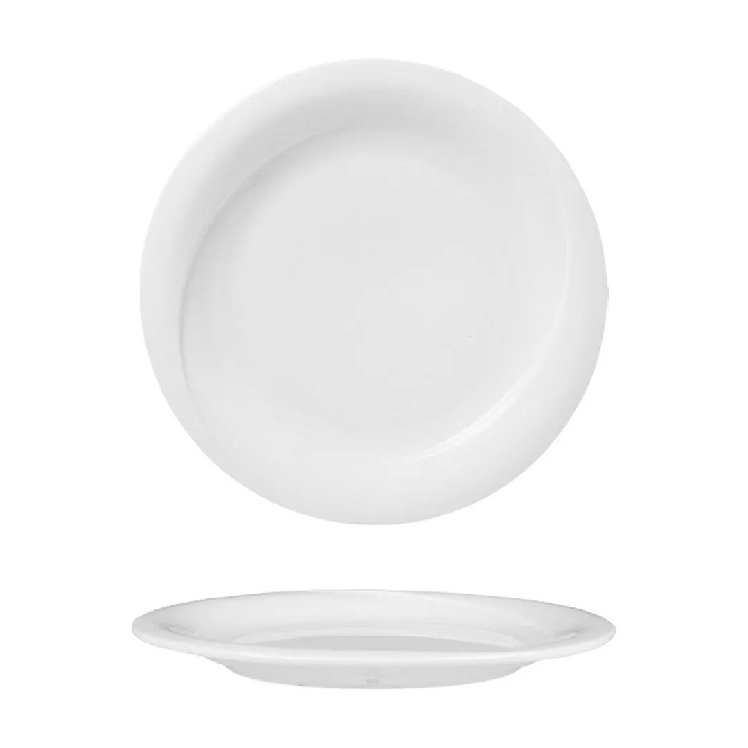 Turgla XT17DU00 X-Tanbul Plate, 6.75" Round White Porcelain with Rolled Edge