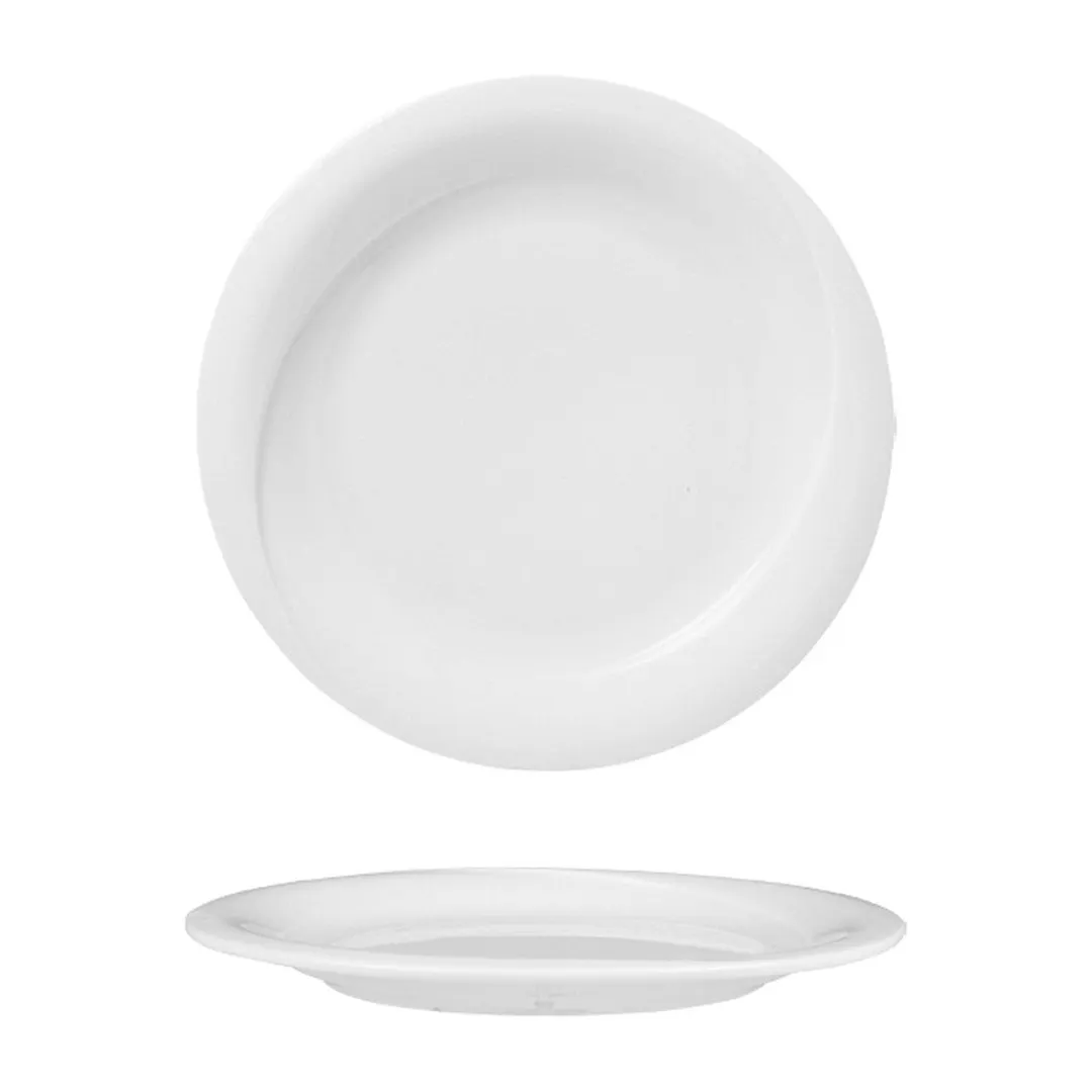 Turgla XT19DU00 X‑Tanbul Round Plate, 7.25" White Porcelain, Rolled Edge Coupe Rim