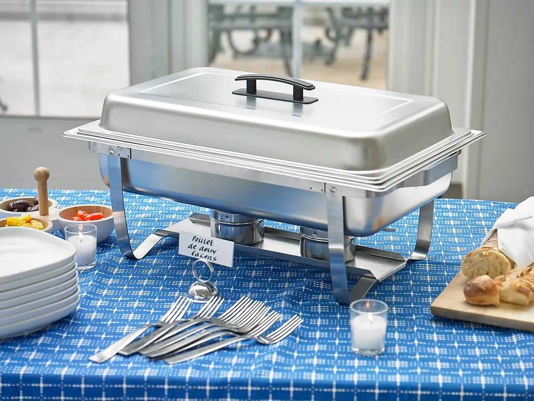 Sterno 70116 Dome Cover - Full‑Size Rectangular Stainless Steel Chafing Dish Lid, Polished Finish