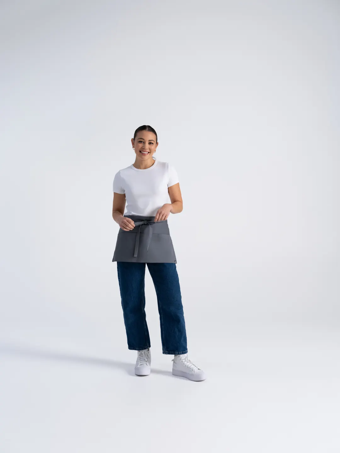 Chef Works F9-GRY-0 Grey Waist Apron, 12"L X 23"W, Poly/Cotton - 1/Case