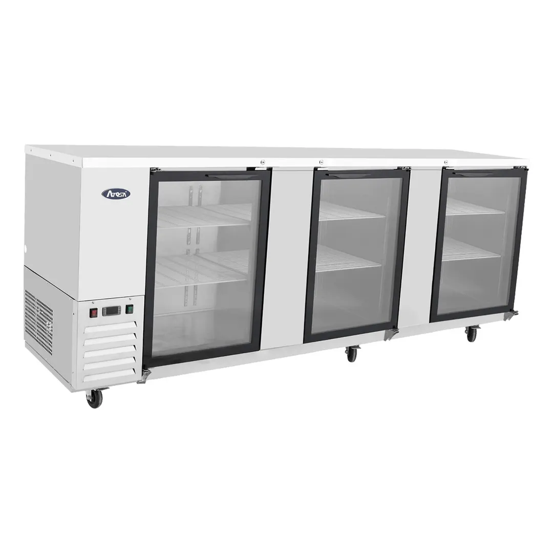 Atosa USA MBB90GGR 89" Three Section Back Bar Cooler with Glass Door, 30.1 cu. ft.