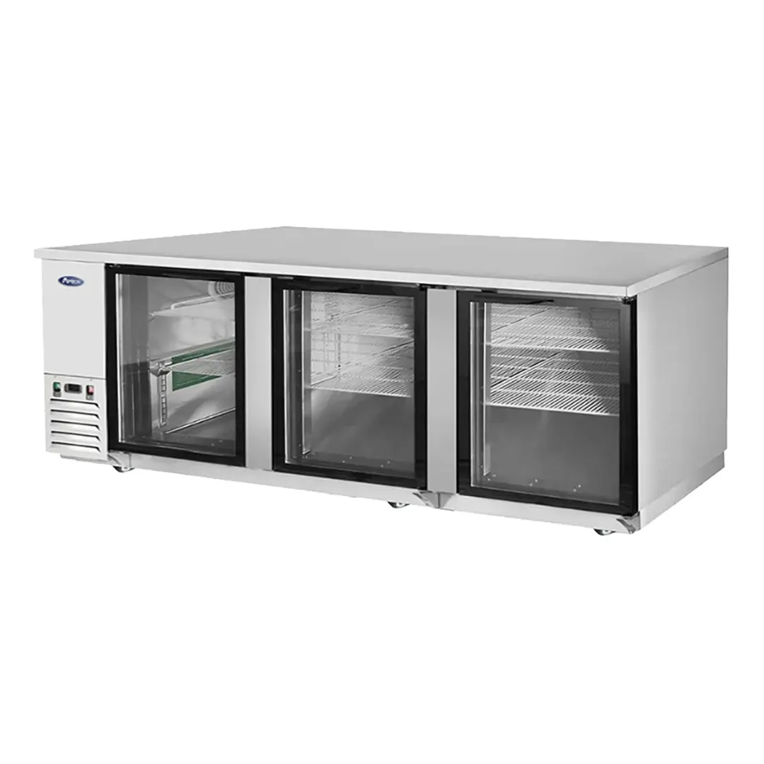 Atosa USA MBB90GGR 89" Three Section Back Bar Cooler with Glass Door, 30.1 cu. ft.