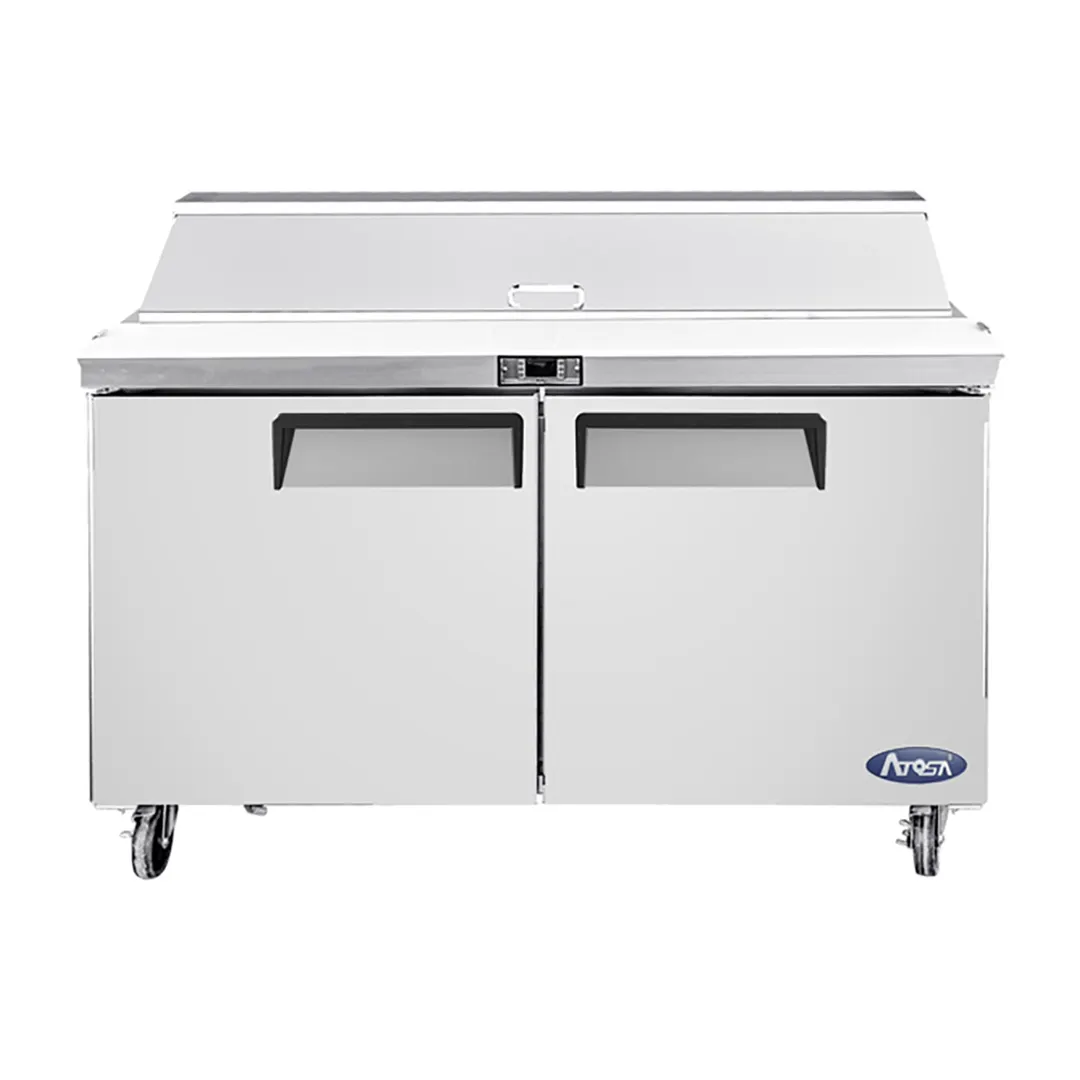 Atosa USA MSF8302GR 48" Two Section Sandwich/Salad Prep Table w/ 2 Doors, 12 Pans, 13.4 cu. ft.