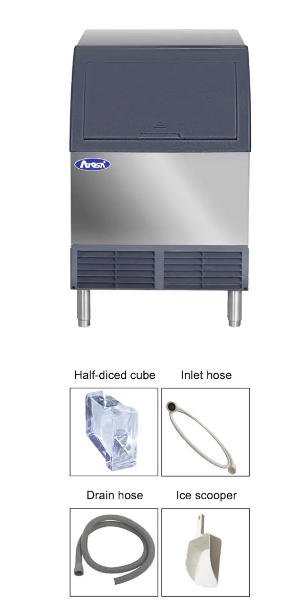 Atosa USA YR280-AP-161 24" Air Cooled Half Cube 283 lb Undercounter Ice Machine with 88 lb Bin