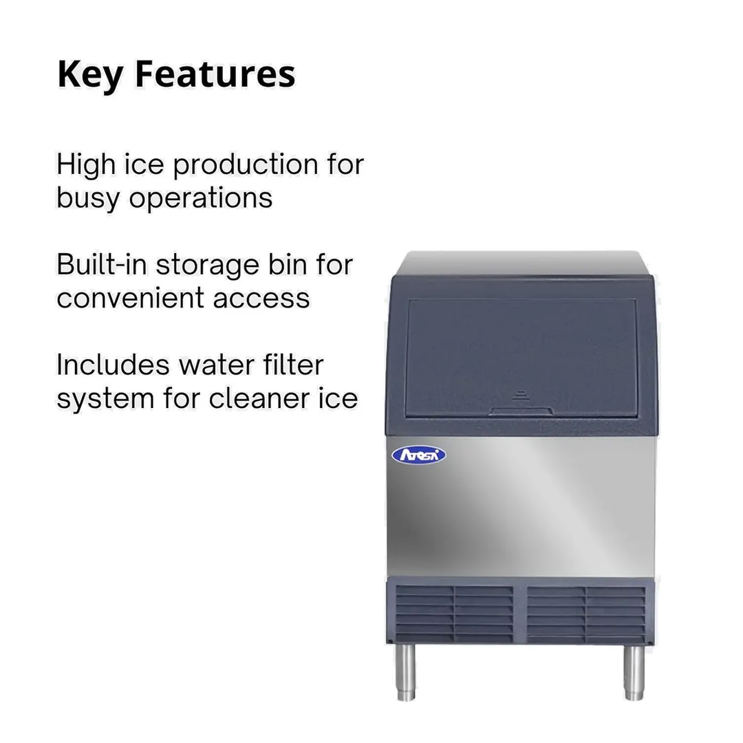 Atosa USA YR280-AP-161 24" Air Cooled Half Cube 283 lb Undercounter Ice Machine with 88 lb Bin
