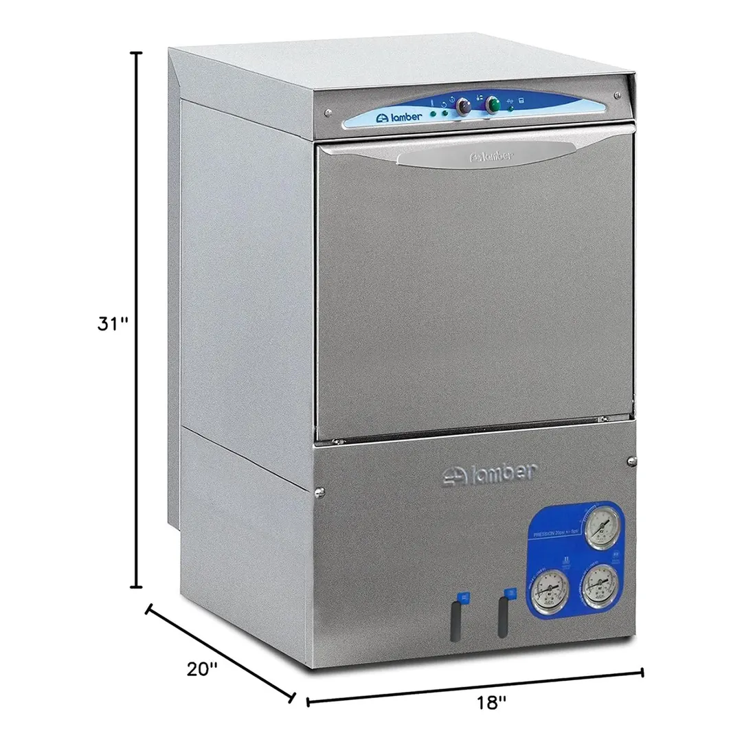 Eurodib DSP3 Lamber 18" High Temp Undercounter Glasswasher, 30 Racks/Hr, Gravity Drain