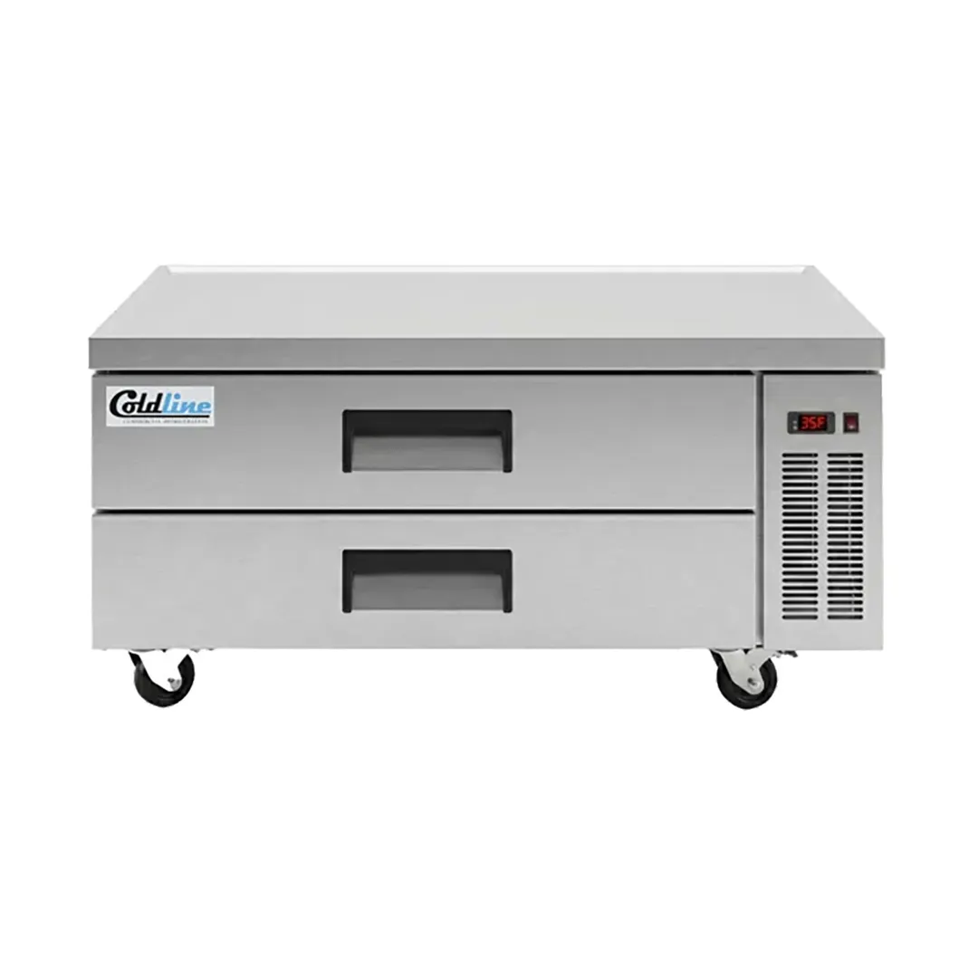 Coldline CB48 48" 2 Drawers Refrigerated Chef Base, Marine Edge, 9.6 cu. ft., (4) 1/1 GN pans