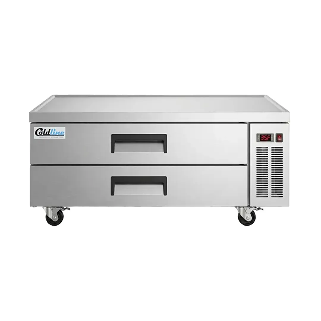 Coldline CB60 60" 2 Drawers Refrigerated Chef Base, Marine Edge, 12.7 cu. ft. (6) 1/1 GN pans