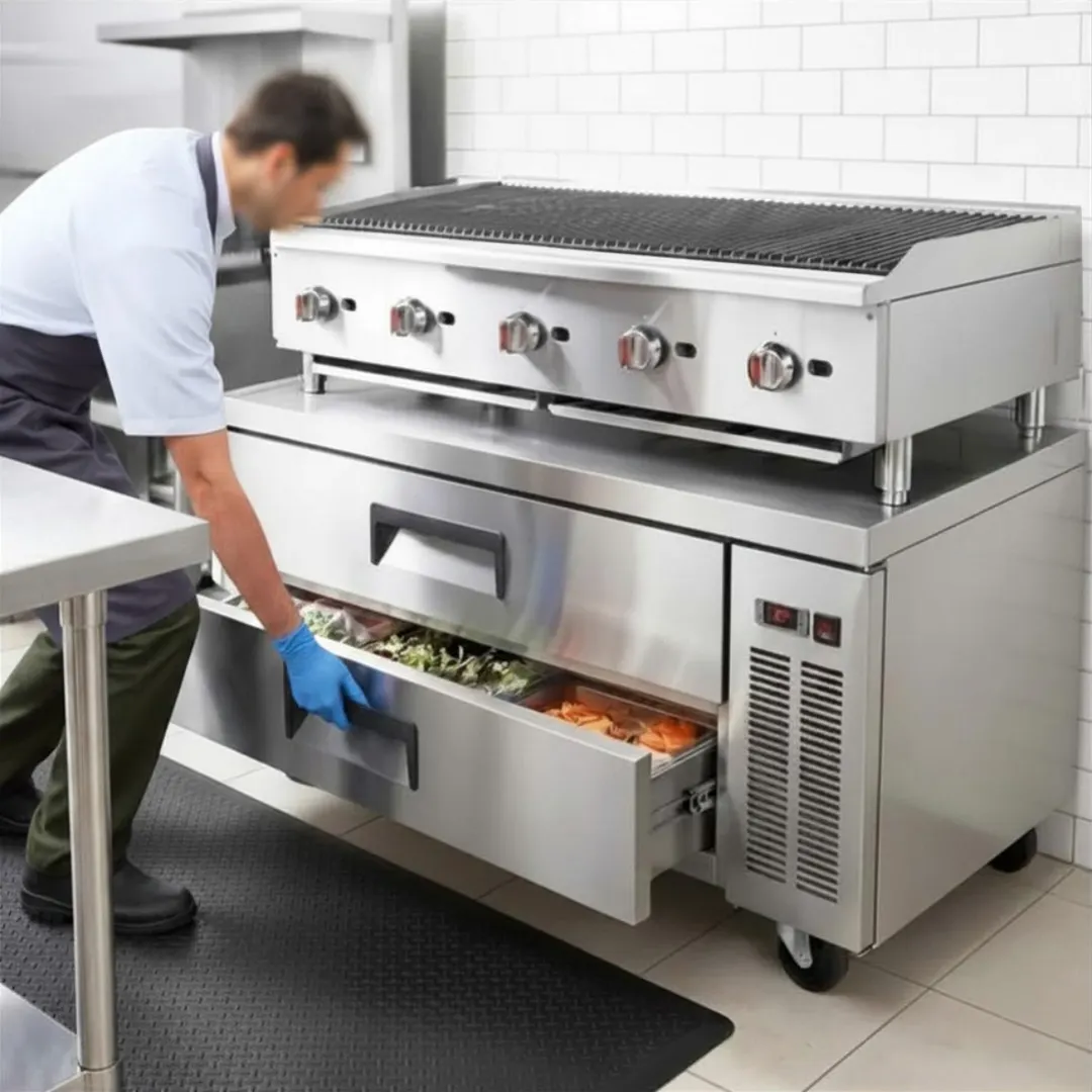 Coldline CB60 60" 2 Drawers Refrigerated Chef Base, Marine Edge, 12.7 cu. ft. (6) 1/1 GN pans