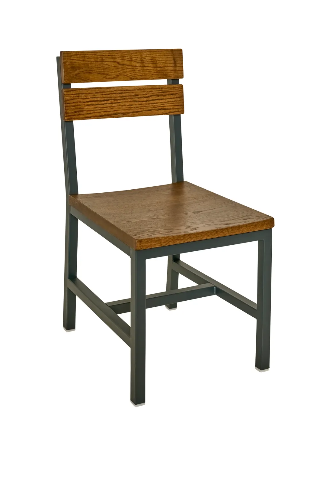 BFM Seating 4110CWOA-GR - Side Chair, 17.5"W x 20.5"D x 35"H, Oak Wood Seat & Slat Back, Metal Frame
