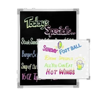 Chef Master 90031 Write‑On Marker Board – 24" x 36", Black & White, Hooks and 5 Rain‑Proof Markers