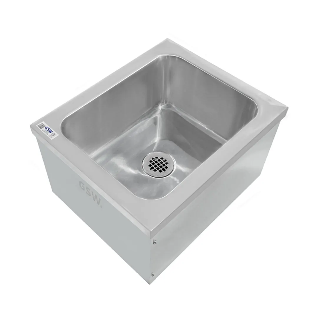 GSW USA SE2424FM 24" Floor Mount Mop Sink, Stainless Steel / 20"W x 20"L x 10"D Bowl