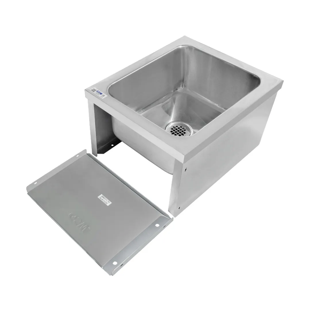 GSW USA SE2424FM 24" Floor Mount Mop Sink, Stainless Steel / 20"W x 20"L x 10"D Bowl