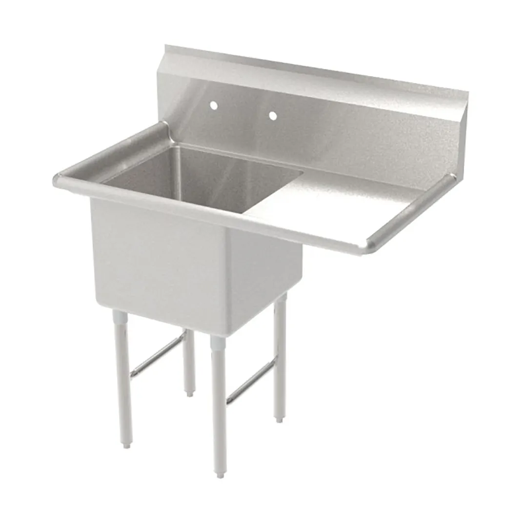 GSW USA SEE18181R S.Steel One Compartment Sink, 18" Right Drainboard / 39-1/8"W X 24"D X 45"H