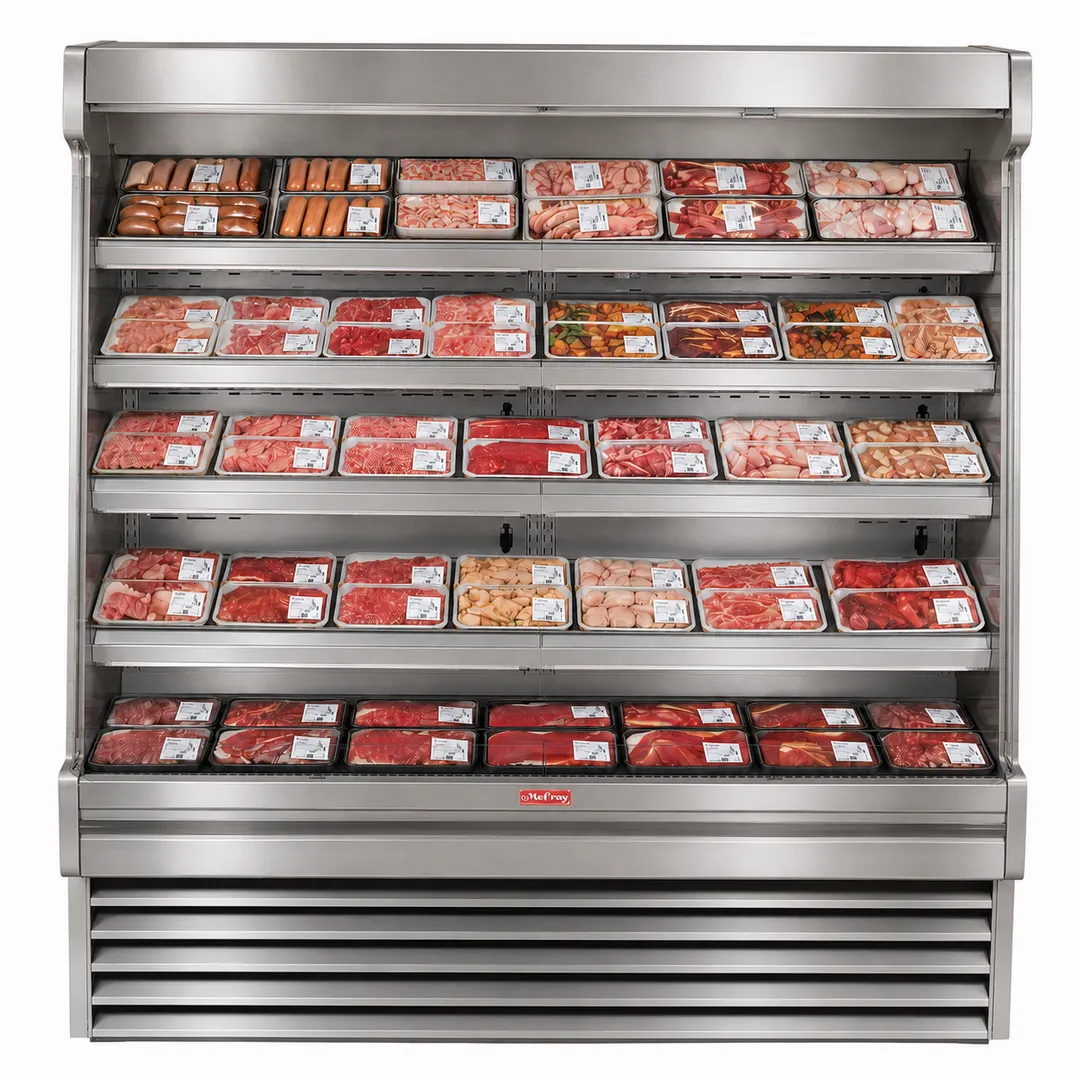 Howard-McCray SC-OM35E-8S-S-LED Open Merchandiser, 99", 4-Tier LED Shelves, 115V