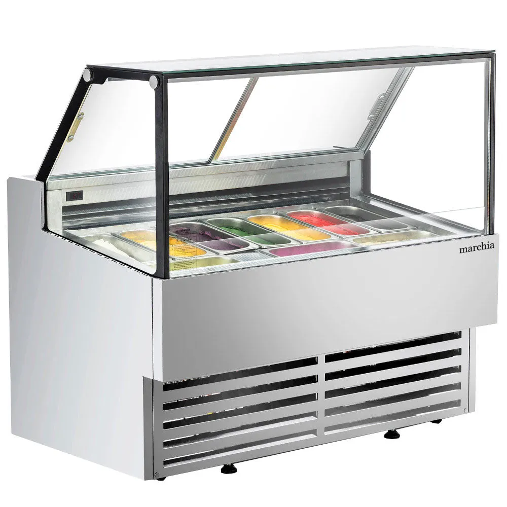 Marchia GIC-10-ST White Flip Top Ice Cream Dipping Cabinet with Automatic Defrosting